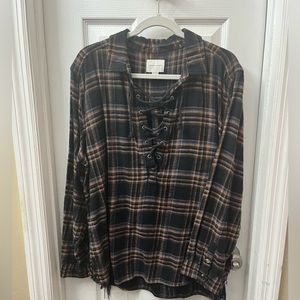 AE plaid distressed flannel